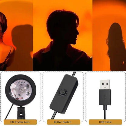 Multi Colors Sunset Lamp, Sunset Projection Lamp LED Night Lights 85% OFF